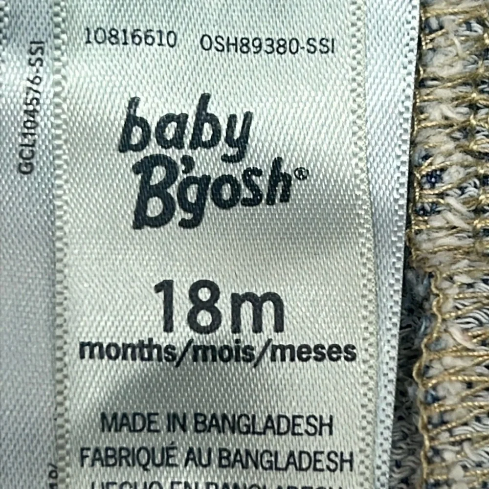 Oshkosh Baby B’gosh Overalls Sz 18 Months Blue Denim Elastic Cuffs Cotton Blend
